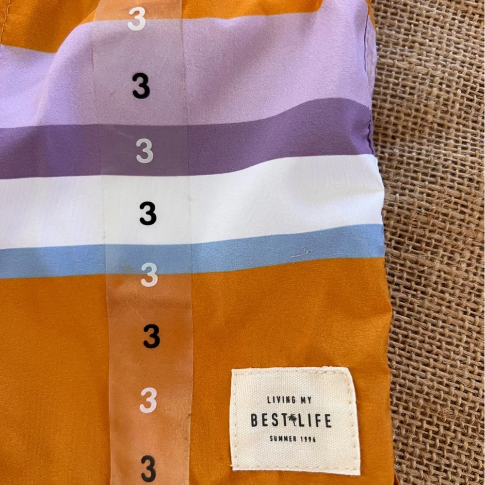 Boys NWT Orange and Purple Swim Trunks with Sporty Stripes summer beach colorful